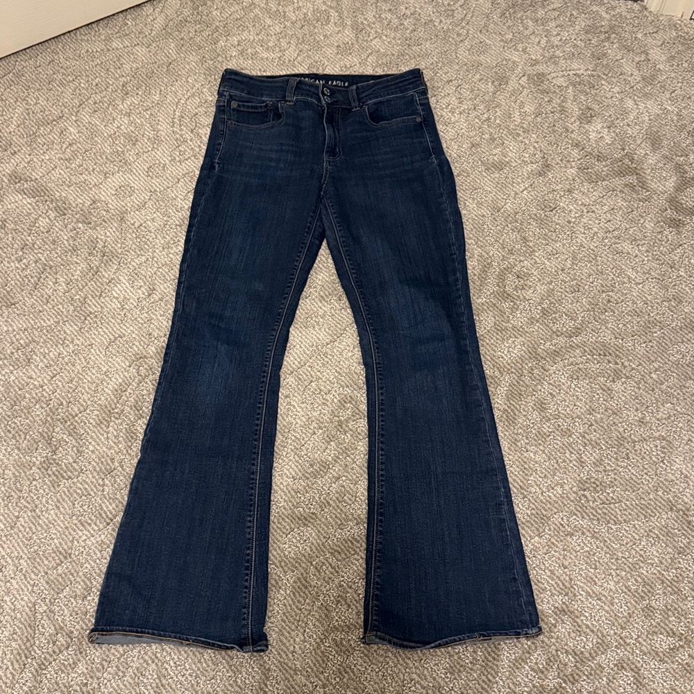 American Eagle Outfitters Dark Blue High Rise Artist Flare